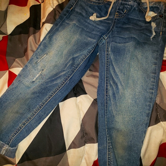 Girls size 7 Drawstring denim Cuffed capri pants - Picture 1 of 3